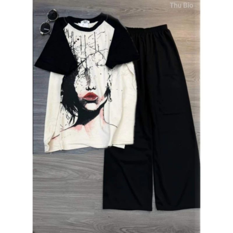 Tổng Hợp Các Set Quần Ống Rộng Đen Hack Dáng + Mix Áo Phông Form Rộng Tay Lỡ Unisex