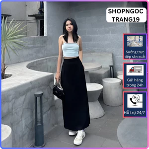 Chân Váy Dáng Dài Suông Sẻ Bên Dài 90cm_Thiết Kế Đặc Biệt Sẻ Bên_shopngoctrang19_Chất Liệu Vitex Loại 1_CV105
