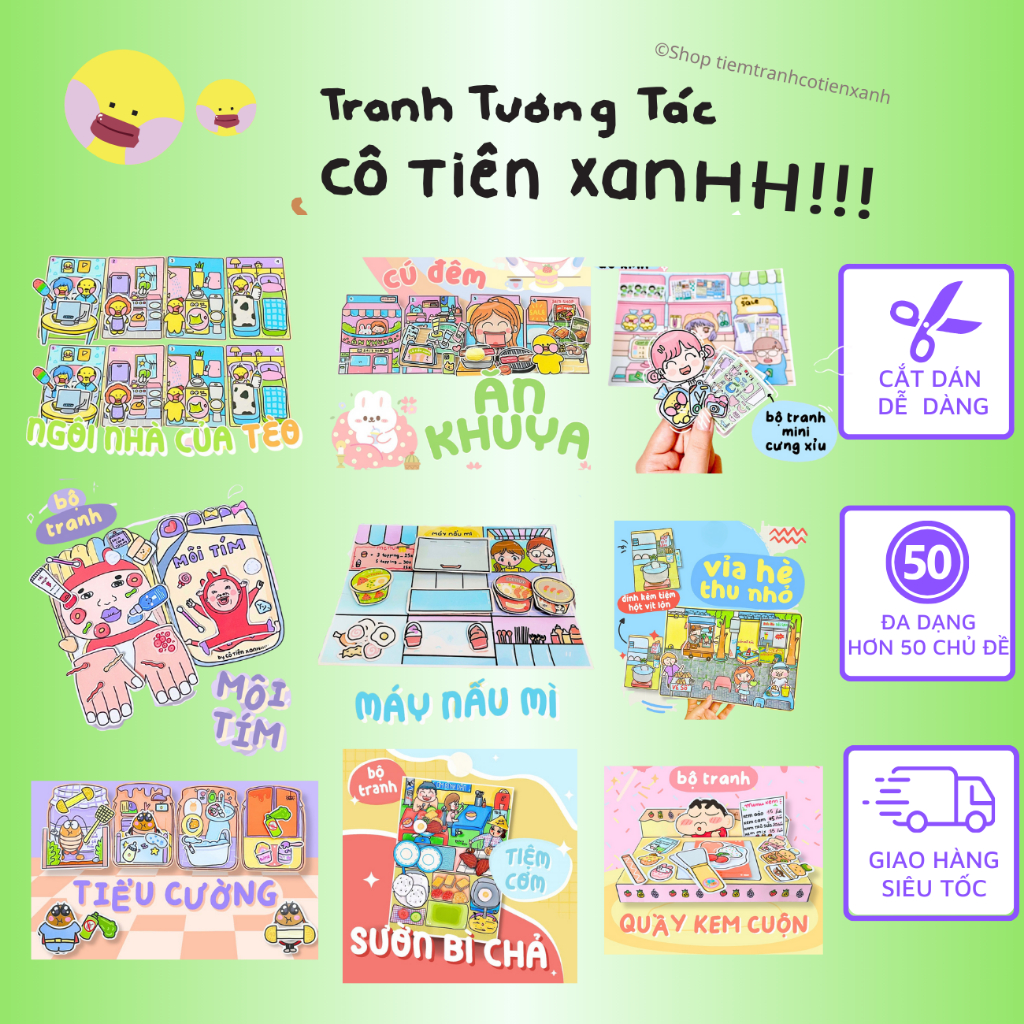 [MUA 5 TĂNG 1 GẮP STICKER] HƠN 30 BỘ TRANH TƯƠNG TÁC CÔ TIÊN XANH ...