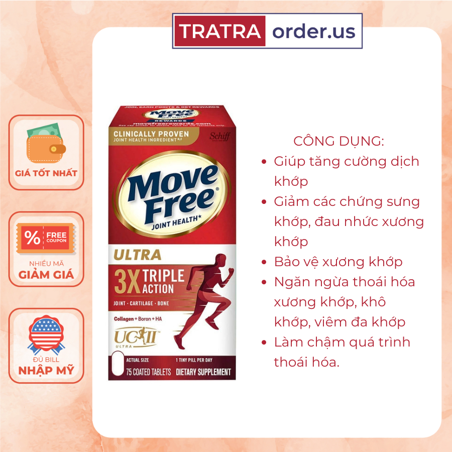 Viên Uống Move Free Joint Health Ultra Type II Collagen + Boron + HA ...