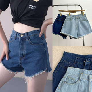 Quần đùi jean Bigsize nữ lưng cao tua lai rách đậm nhạt, Quần short bò nữ một khuy ống rộng lật lai xinh xắn J1