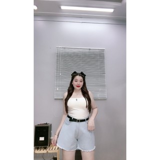 Quần đùi jean Bigsize nữ lưng cao tua lai rách đậm nhạt, Quần short bò nữ một khuy ống rộng lật lai xinh xắn J1
