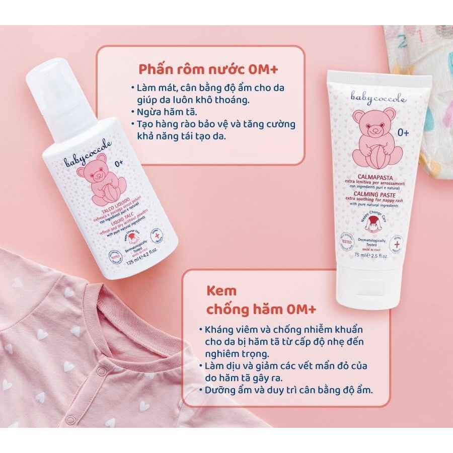 Phấn Rôm Dạng Nước Babycoccole 0M+ 125ml / 30ml 👶 – Dịu Nhẹ, Ngăn Hăm, Không Bụi Phấn – Nhập Khẩu Từ Italy SSĐT