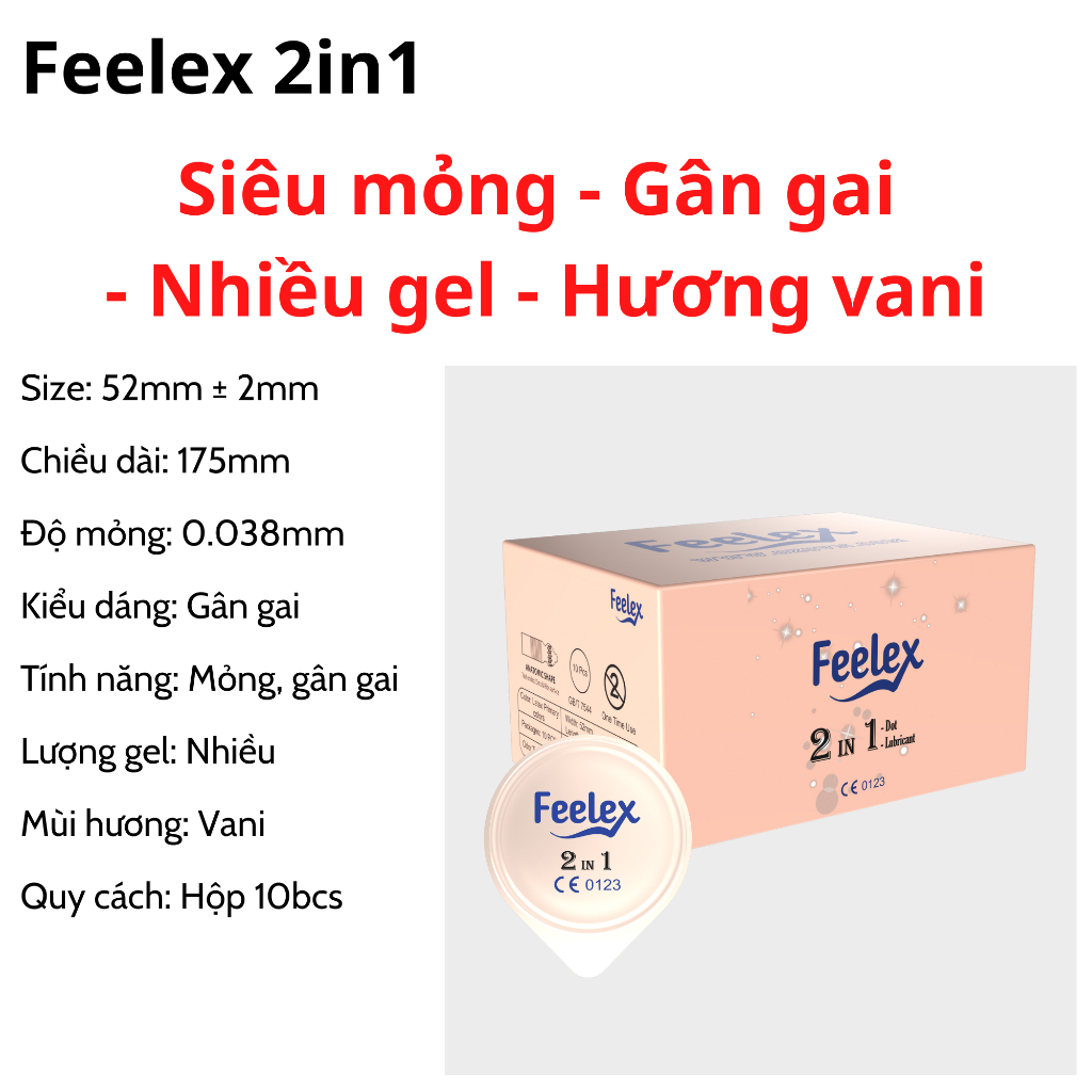 Bao cao su Feelex gân gai, nhiều gel bôi trơn - Hộp 10 bcs | Shopee ...