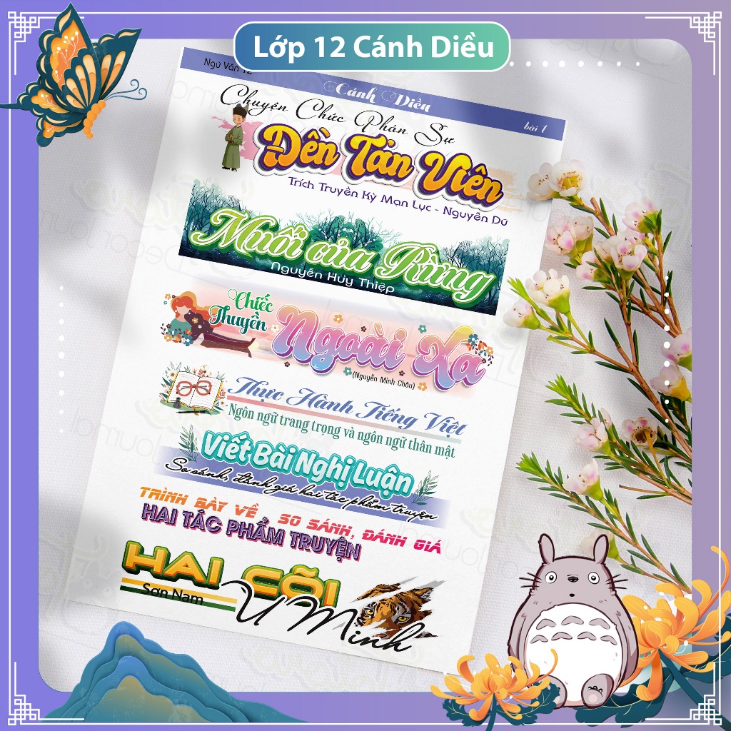 (Cánh Diều 12) Sticker tiêu đề Văn 12 (có decal washi) gồm 9 tờ bài cả ...