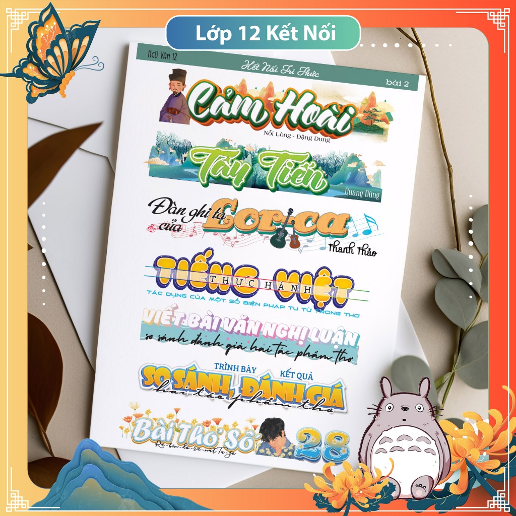 (Kết Nối 12) Sticker tiêu đề Văn 12 (có decal washi) gồm 9 tờ bài cả ...
