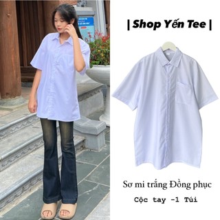 ( Từ 30kg-100kg ) Áo sơ mi trắng đồng phục cộc tay 1 túi nam nữ Yến Tee , hàng cao cấp có size #0135
