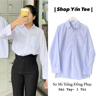 ( Từ 30kg-100kg ) Áo sơ mi trắng đồng phục dài tay 1 túi nam nữ Yến Tee mặc đi học #0135