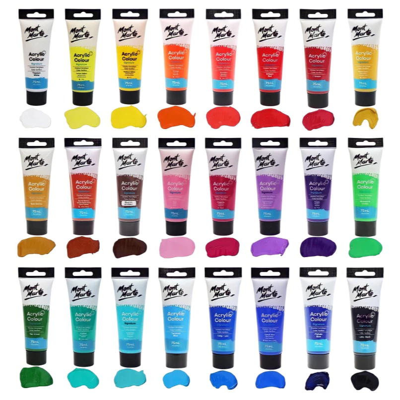 Tuýp Màu Lẻ Acrylic Signature 75ml Mont Marte Cao Cấp - Vẽ Trên Mọi Chất Liệu Bề Mặt