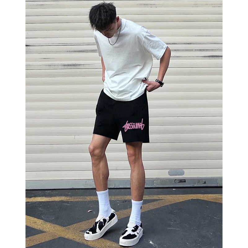 Quần Short Nam Nữ Quần Thun Ngố Họa Tiết PINK ,Quần Short Nỉ Đùi Dày Dặn Có Túi Kết Hợp Dây Rút,Quần Cộc Hè