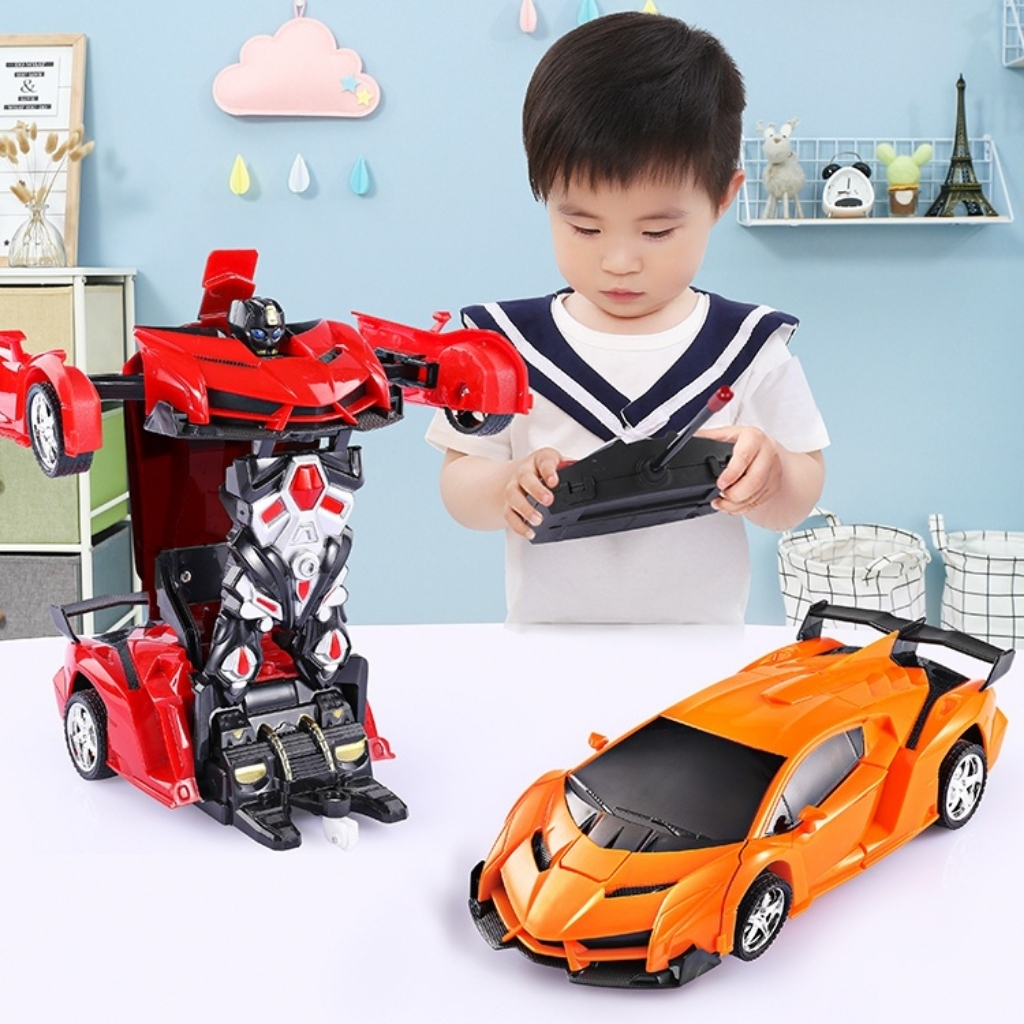 Xe ô tô điều khiển từ xa biến hình robot BBS xoay 360 độ phiên bản có sạc pin Binbibo