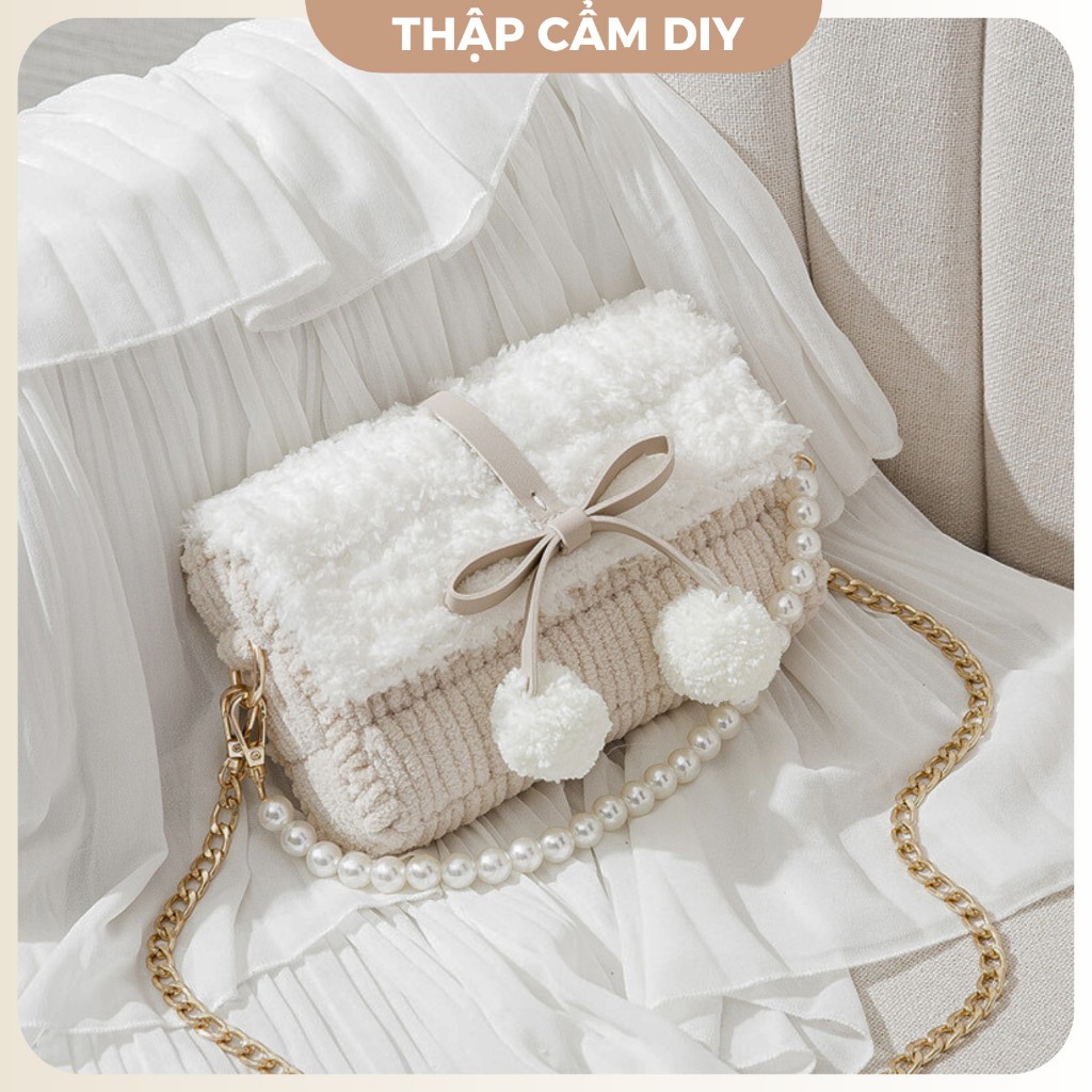 Túi Tự Đan Handmade, Túi Len Tự Đan Đeo Chéo Pom Pom [Có Video Hướng ...