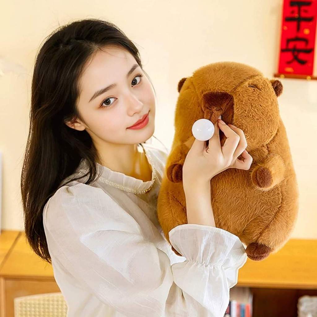 Capybara Bong Bóng Gấu Bông Capybara Thổi Bong Bóng Đáng Yêu Capybara Thổi Bóng Chất Liệu Vải Lông Miniso Cao Cấp