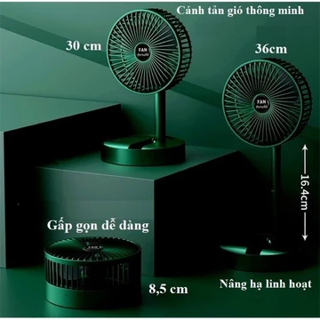 [Hàng Tích Điện] Quạt Tích Điện Mini gấp gọn Quạt Mini Để Bàn Xoay 180 Độ,3 Tốc Độ Gió,Pin Sạc USB Ở Bàn,Ô tô,Treo tường