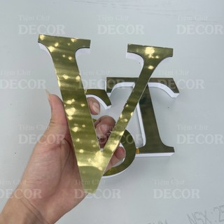 Chữ Nổi Vàng Gương 15cm T2 In Hoa Dán Tường Trang Trí Shop - Chữ Decor Biển quảng cáo Chất Liệu Fomex Alu