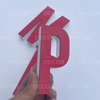 Chữ Nổi Đỏ 10cm dày 15mm T1 In Hoa Dán Tường Trang Trí Tiệm - Chữ 3D Decor Biển quảng cáo Chất Liệu Fomex Alu