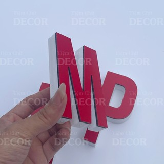 Chữ Nổi Đỏ 10cm dày 15mm T1 In Hoa Dán Tường Trang Trí Tiệm - Chữ 3D Decor Biển quảng cáo Chất Liệu Fomex Alu