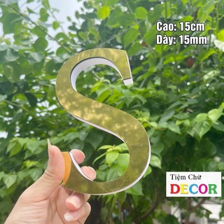 Chữ Nổi Vàng Gương 15cm T2 In Hoa Dán Tường Trang Trí Shop - Chữ Decor Biển quảng cáo Chất Liệu Fomex Alu