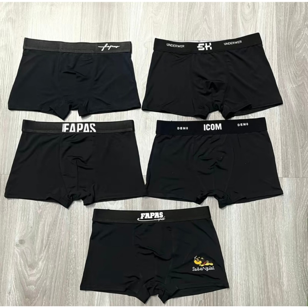 Combo 3-4-5-10 quần sịp đùi nam full đen mix mã chất liệu thun lạnh co giãn 4 chiều Menswear Quần Boxer