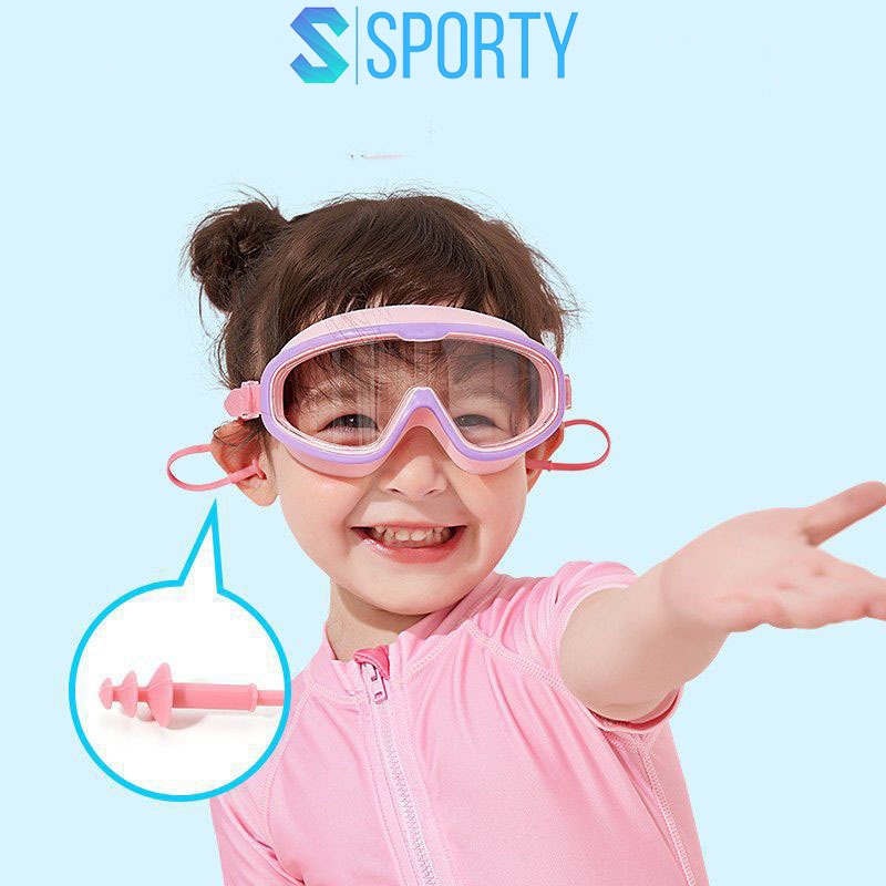 Kính bơi trẻ em 360 góc nhìn PANORAMA cản tia UV, hạn chế sương mờ ngăn nước tuyệt đối SPORTY