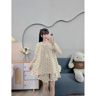 BỘ BẦU ĐÙI ĐŨI HÀN HÌNH NƠ CỔ BO CHUN - CỔ VUÔNG - 2 Màu & Quần Có Chun Chỉnh