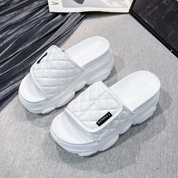 Dép xuồng đế bằng quai dán đế cao 8cm dáng thể thao