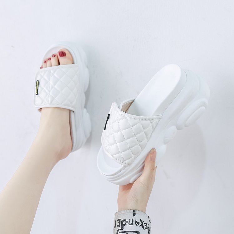Dép xuồng đế bằng quai dán đế cao 8cm dáng thể thao