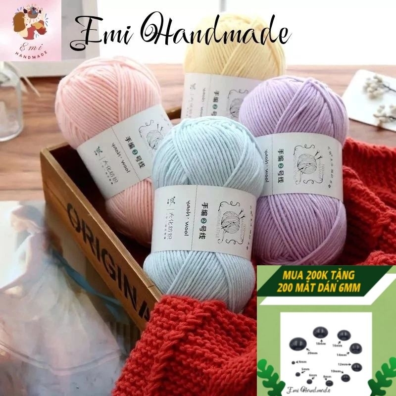 Len Yaoh wool 100% acrylic chuyên móc khăn, áo, mũ, thú bông,....