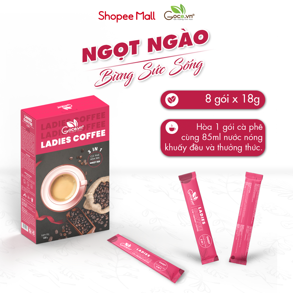 Product image Ladies Coffee Goce - Cafe Nữ hòa tan 3 trong 1 - 144g (8 gói x 18g) 1