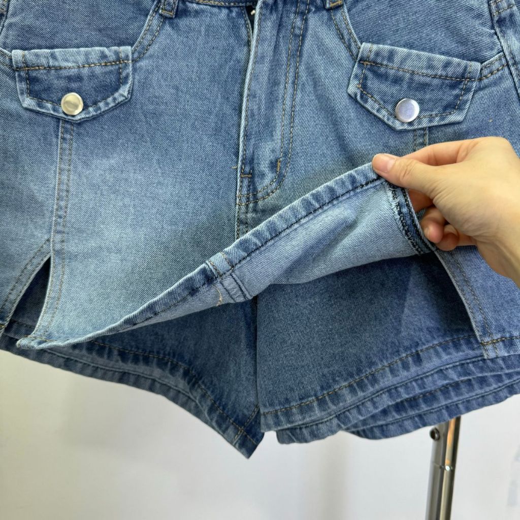 Chân Váy Jean Bigsize Nữ Chữ A Lưng Cao,Quần Váy Bò Không Co Giãn Lên Phom Che Bụng Cực Tốt GV3 GV2