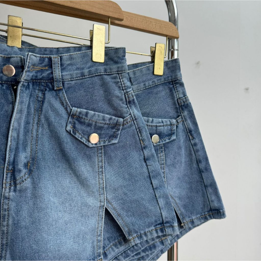 Chân Váy Jean Bigsize Nữ Chữ A Lưng Cao,Quần Váy Bò Không Co Giãn Lên Phom Che Bụng Cực Tốt GV3 GV2