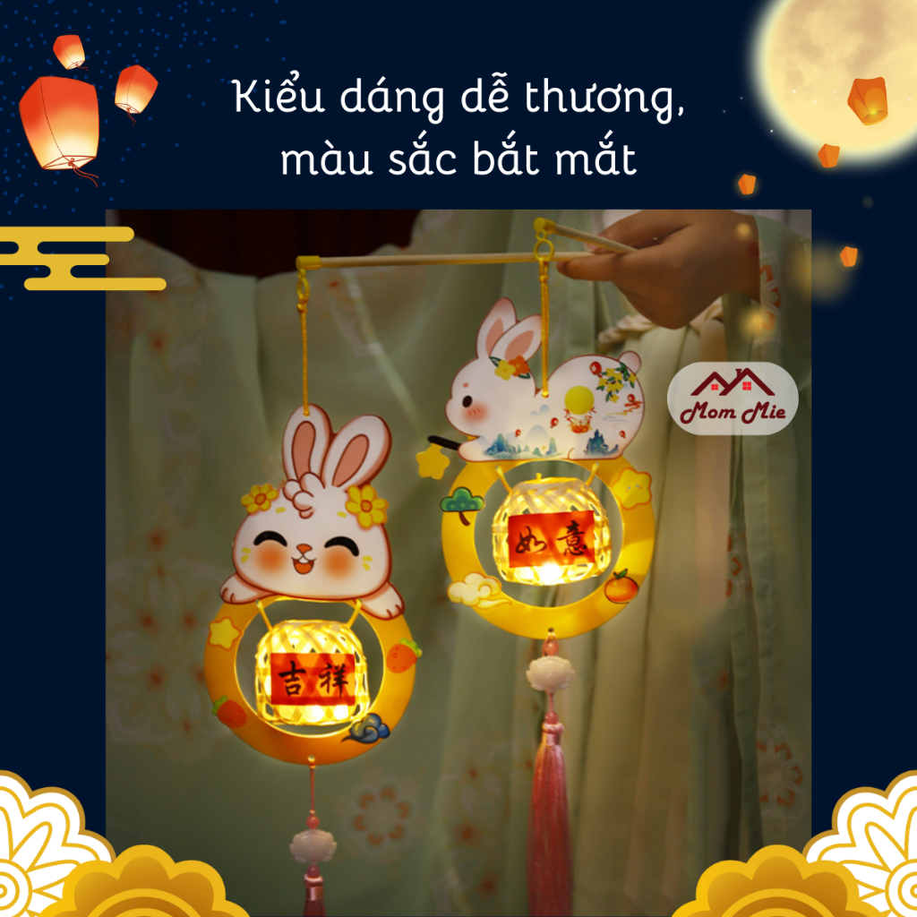 Lồng đèn Trung thu DIY Lồng Đèn Giỏ Tre Thỏ Ngọc - Đồ Chơi Cho Bé PUKAPI