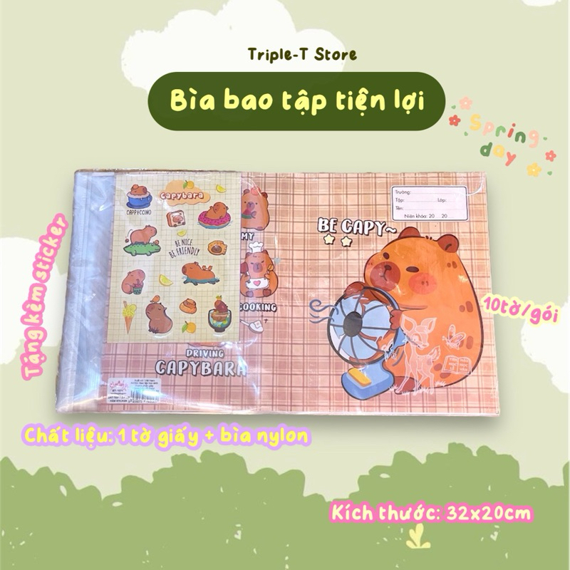 (Set 10c kèm sticker) Bìa bao tập tiện lợi bìa bao tập cute có sẵn bìa ...