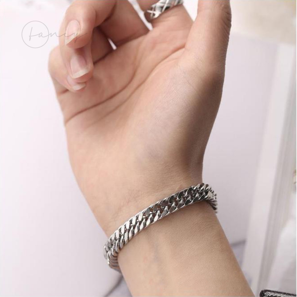 Combo 3 món Fancy - Lắc tay nam titan thời trang kèm nhẫn xoay và dây chuyền xích nam titan không gỉ