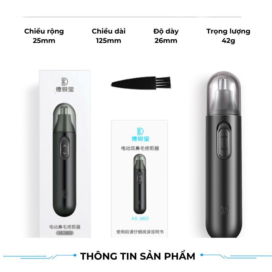 Máy tỉa lông mũi, lông mày, tỉa râu cao cấp chống nước thiết kế thông minh tiện lợi