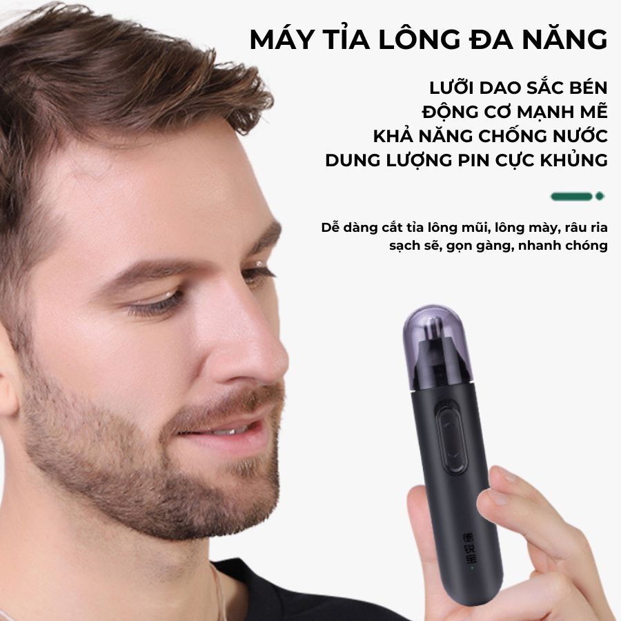 Máy tỉa lông mũi, lông mày, tỉa râu cao cấp chống nước thiết kế thông minh tiện lợi