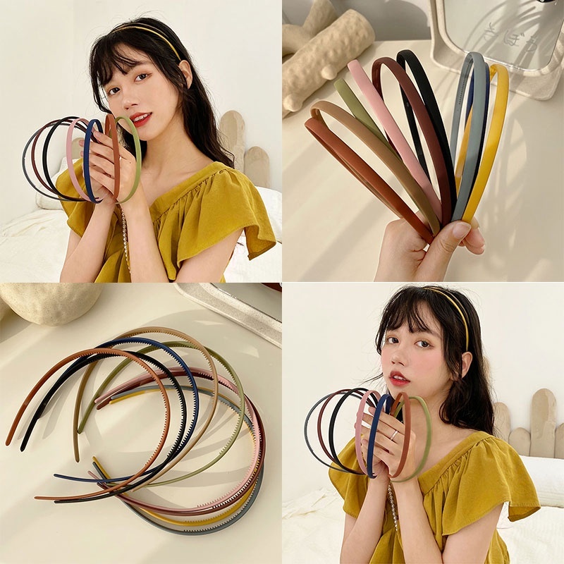 Bờm Tóc,Băng Đô Cài Tóc Nhiều Kiểu Nhiều Màu Bằng Nhựa Dẻo Có Răng Chống Trượt Phụ Kiện Tóc