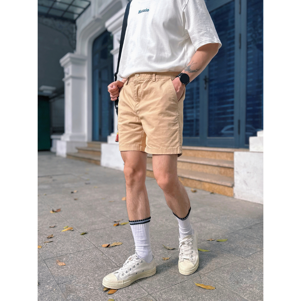 Quần short nam CHICAGO vải Kaki nhung cao cấp, trẻ trung, lịch lãm, chuẩn form - HUSSIO