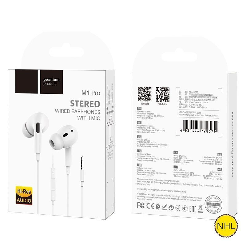 Tai nghe âm thanh hay Hoco M1 Pro nhét tai hack 3.5 mm ,cách âm siêu bền.