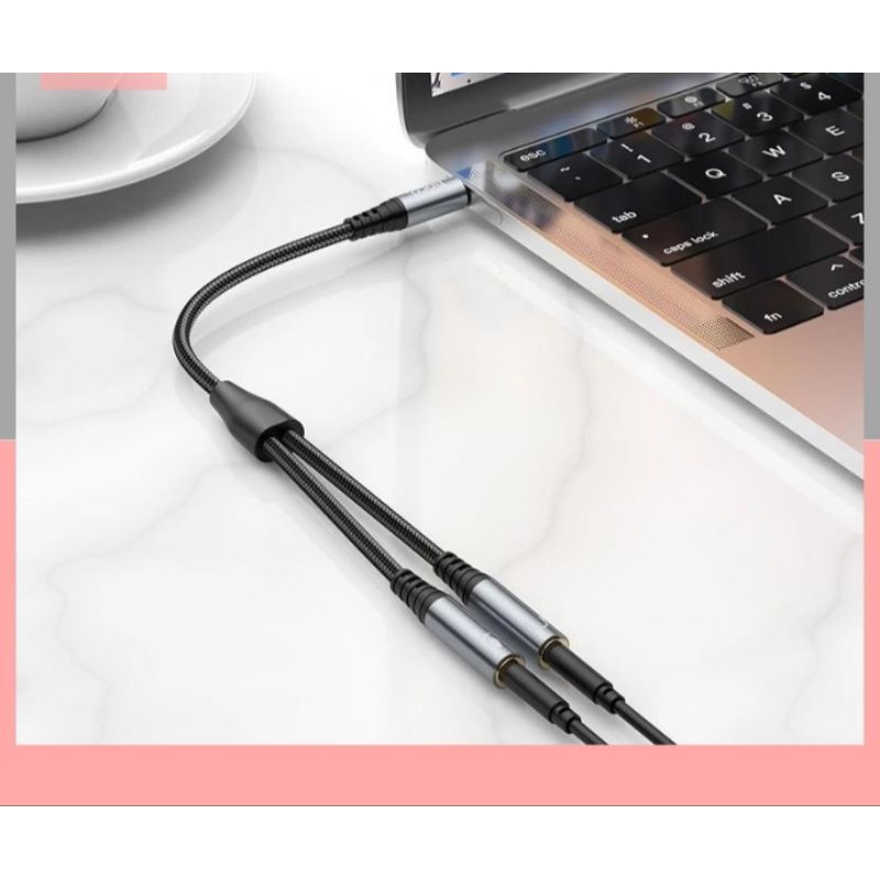 Jack chuyển đổi tín hiệu âm thanh AUX 3.5mm 1 ra 2 Hoco UPA21