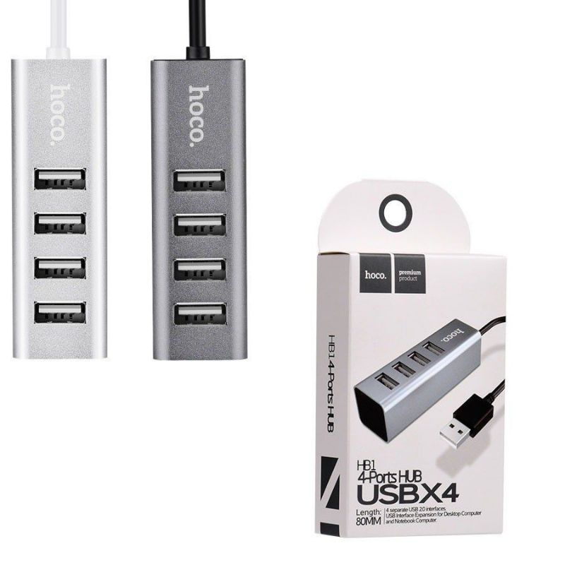 Cáp Chuyển Đổi Hoco HB1 4 Cổng USB 2.0 Kết Nối Thiết Bị Ngoại Vi: Bàn Phím, Chuột, USB, Ổ Cứng Di Động.