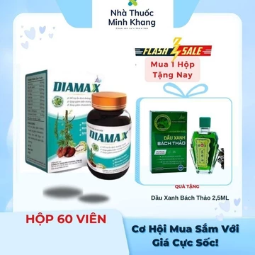Viên Uống Diamax Hỗ Trợ Ổn Định Đường Huyết, Giảm Nguy Cơ Biến Chứng Tiểu Đường, Giảm Mỡ Máu - Hộp 60 Viên
