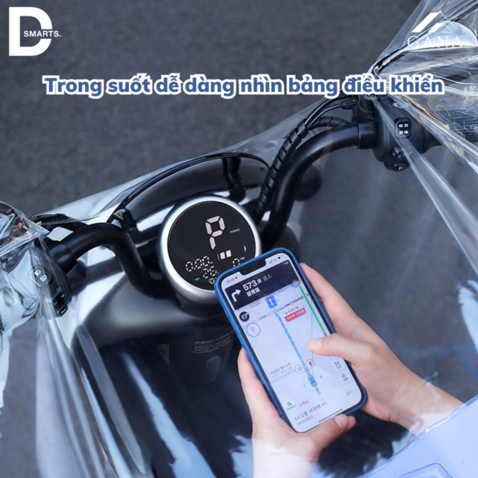 Áo mưa nửa trước trong suốt cho Mẹ và Bé che phủ toàn thân kèm kính chắn mưa