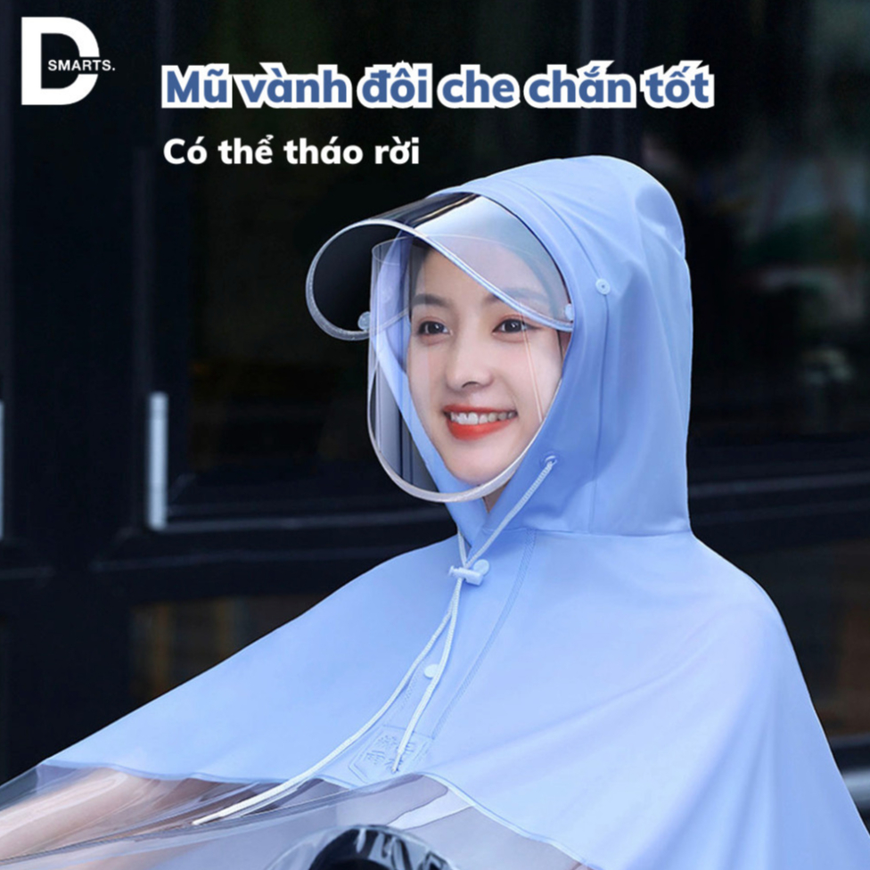 Áo mưa nửa trước trong suốt cho Mẹ và Bé che phủ toàn thân kèm kính chắn mưa