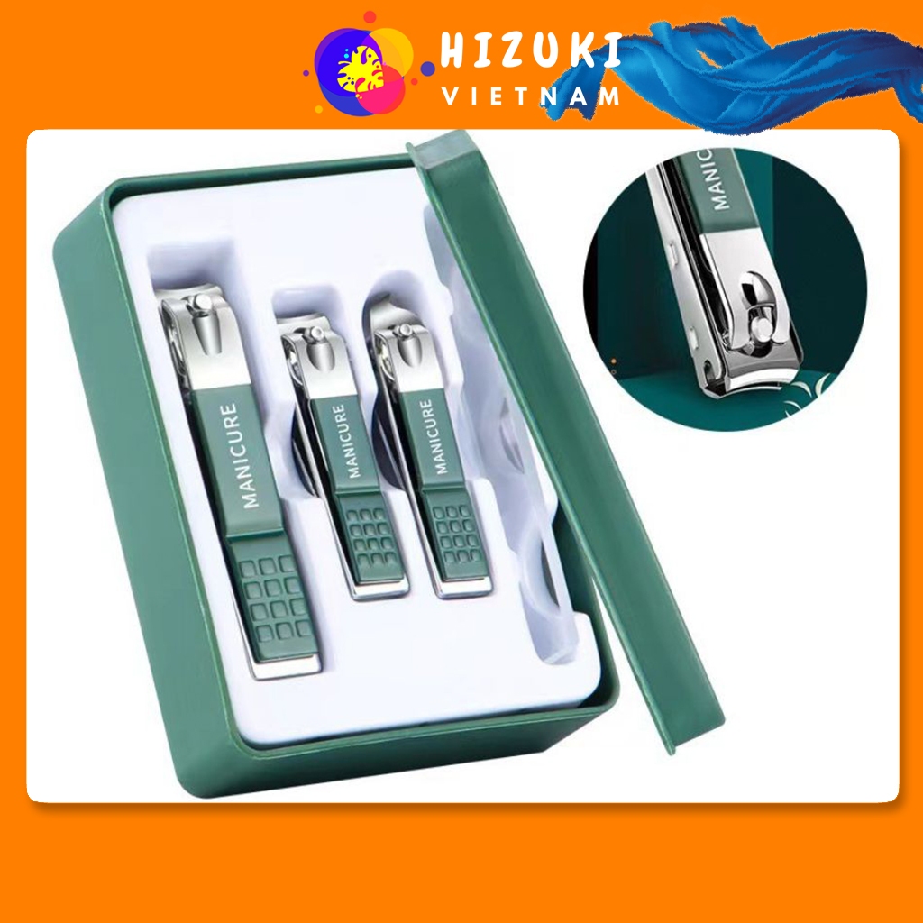 Bộ 4 Bấm móng tay inox, Hộp dụng dụng cụ cắt móng tay siêu bén bằng thép không rỉ siêu bền