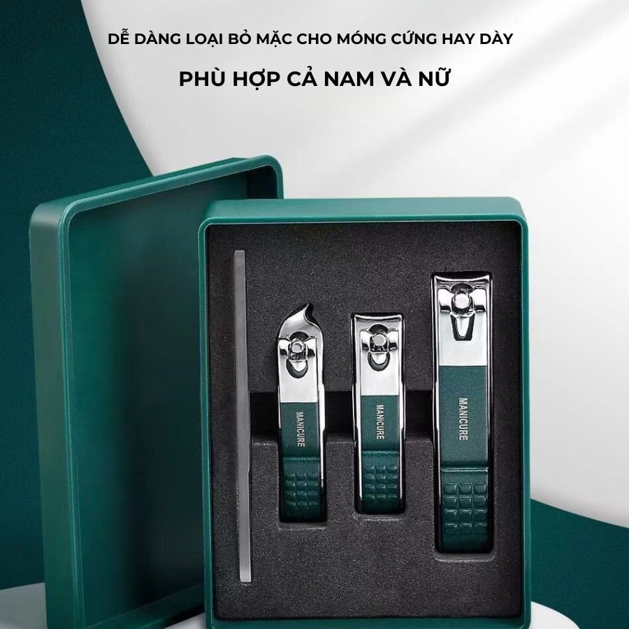 Bộ 4 Bấm móng tay inox, Hộp dụng dụng cụ cắt móng tay siêu bén bằng thép không rỉ siêu bền