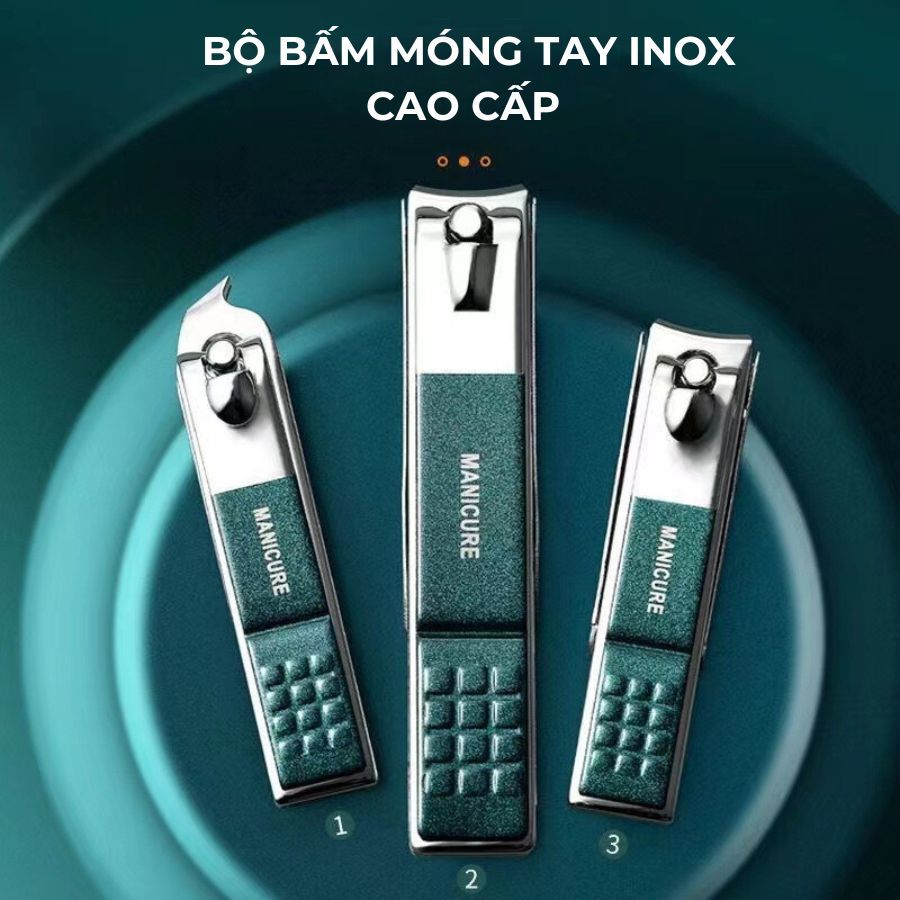Bộ 4 Bấm móng tay inox, Hộp dụng dụng cụ cắt móng tay siêu bén bằng thép không rỉ siêu bền