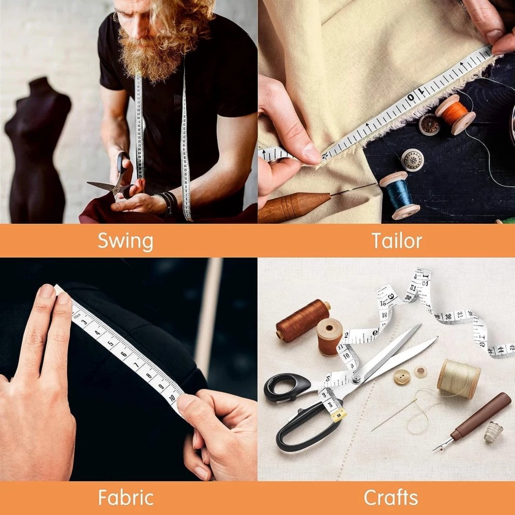 Ảnh Thước Dây Mềm -Taky, Màu Đen Để Đo Vòng Bụng, Eo 3 Vòng Kiểm Tra Sức Khỏe 1.5m - Đo Quần Áo, Với Nút Bấm Tự Rút. 5940 3