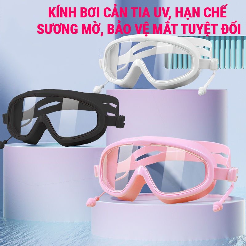 Kính bơi mắt trong 362 góc nhìn 180 độ cản tia UV, sương mờ dành cho người lớn và trẻ em từ 8 tuổi