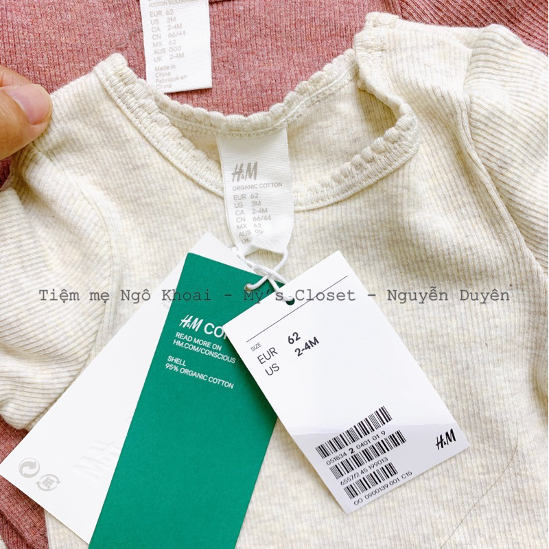 [MD112] H.M Body chip dài tay màu Basic cho bé yêu